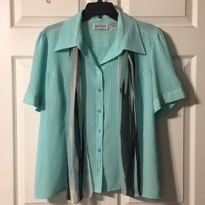 Teal green blouse with scarf accent!